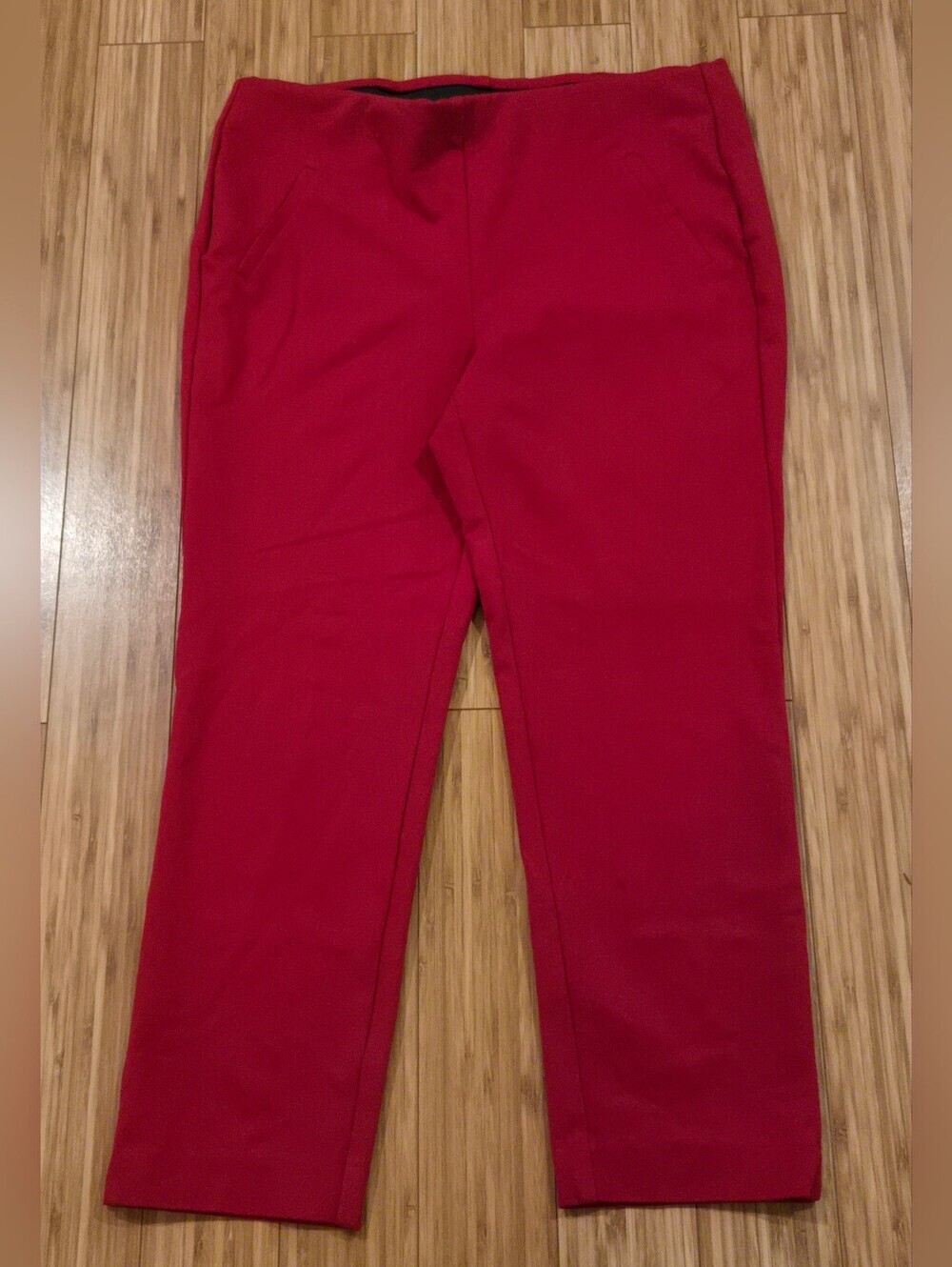 Chicos Bright Red Ponte Knit Slim Ankle Pants